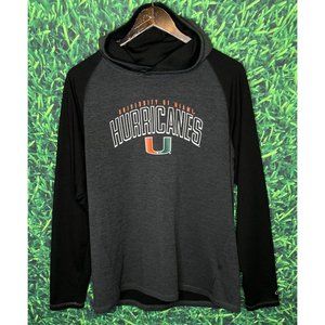 Miami Hurricanes Champion Men’s Large Gray Long Sleeve Hoodie Pullover